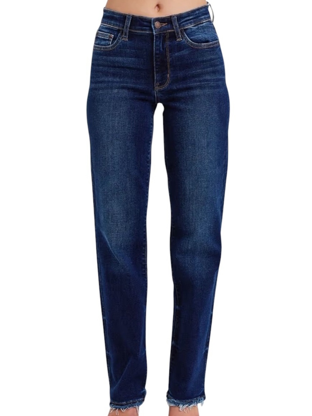 Judy‎ Blue Mid Rise Straight Jeans Frayed Hem Dark Wash JB82622DK Size 11/30